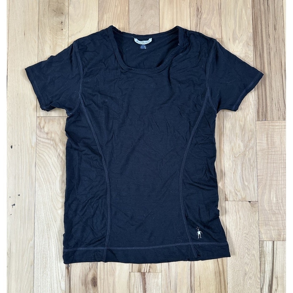 Smartwool  Women's Black Short Sleeve Scoop Neck Casual Tshirt Small / Med Flaws